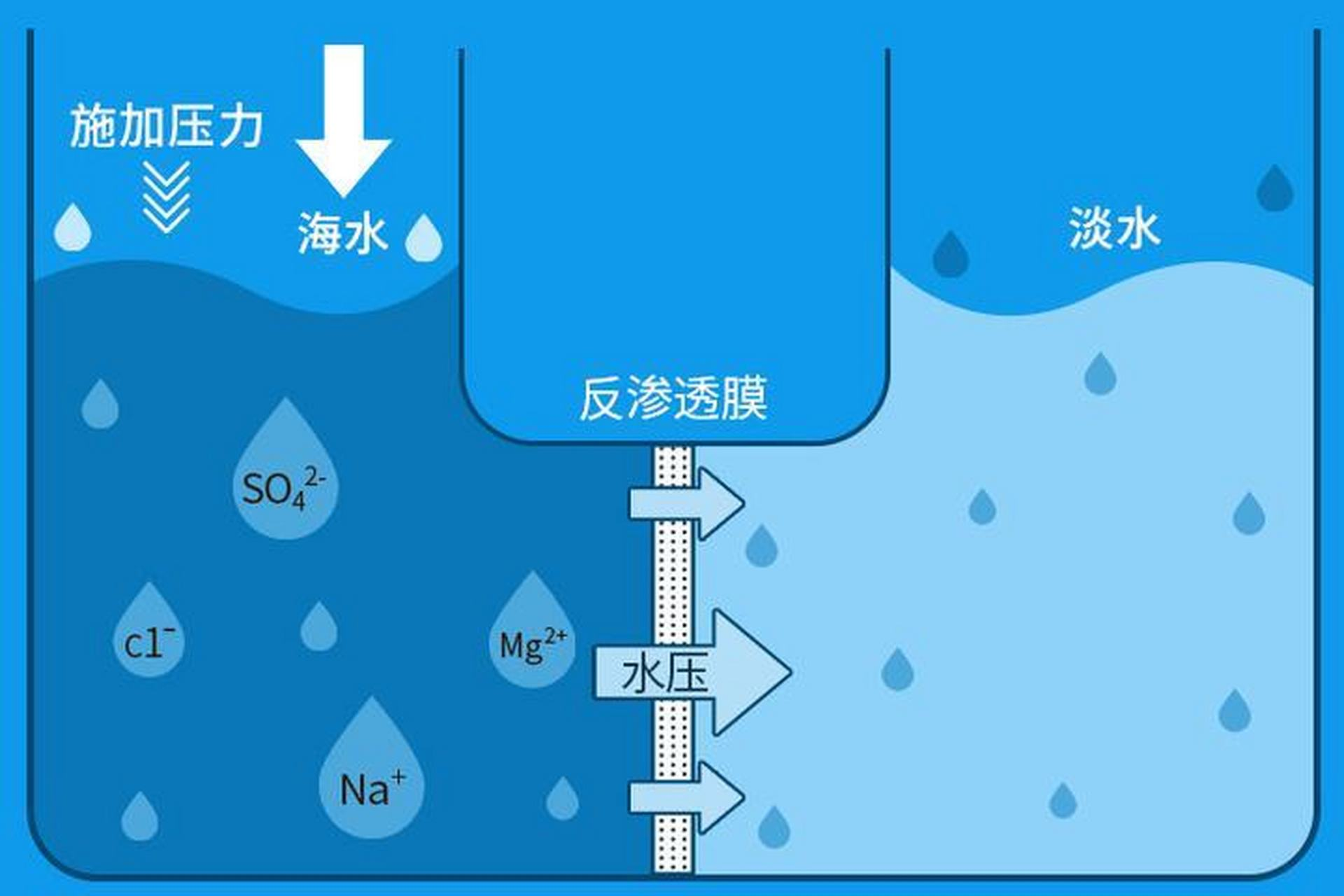 Reverse osmosis seawater desalination process flow diagram