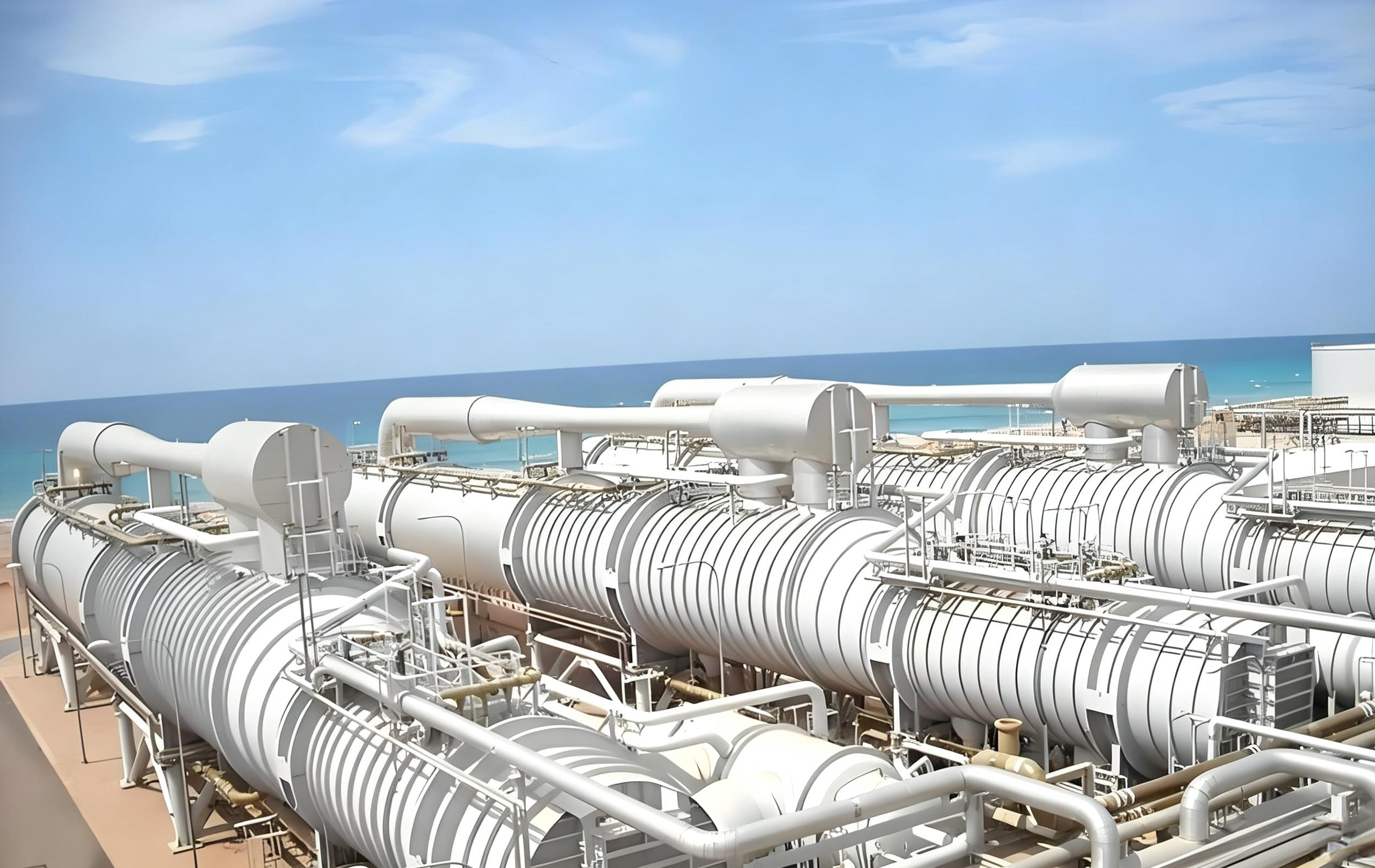 On‑site electrochlorination unit installed at coastal desalination site