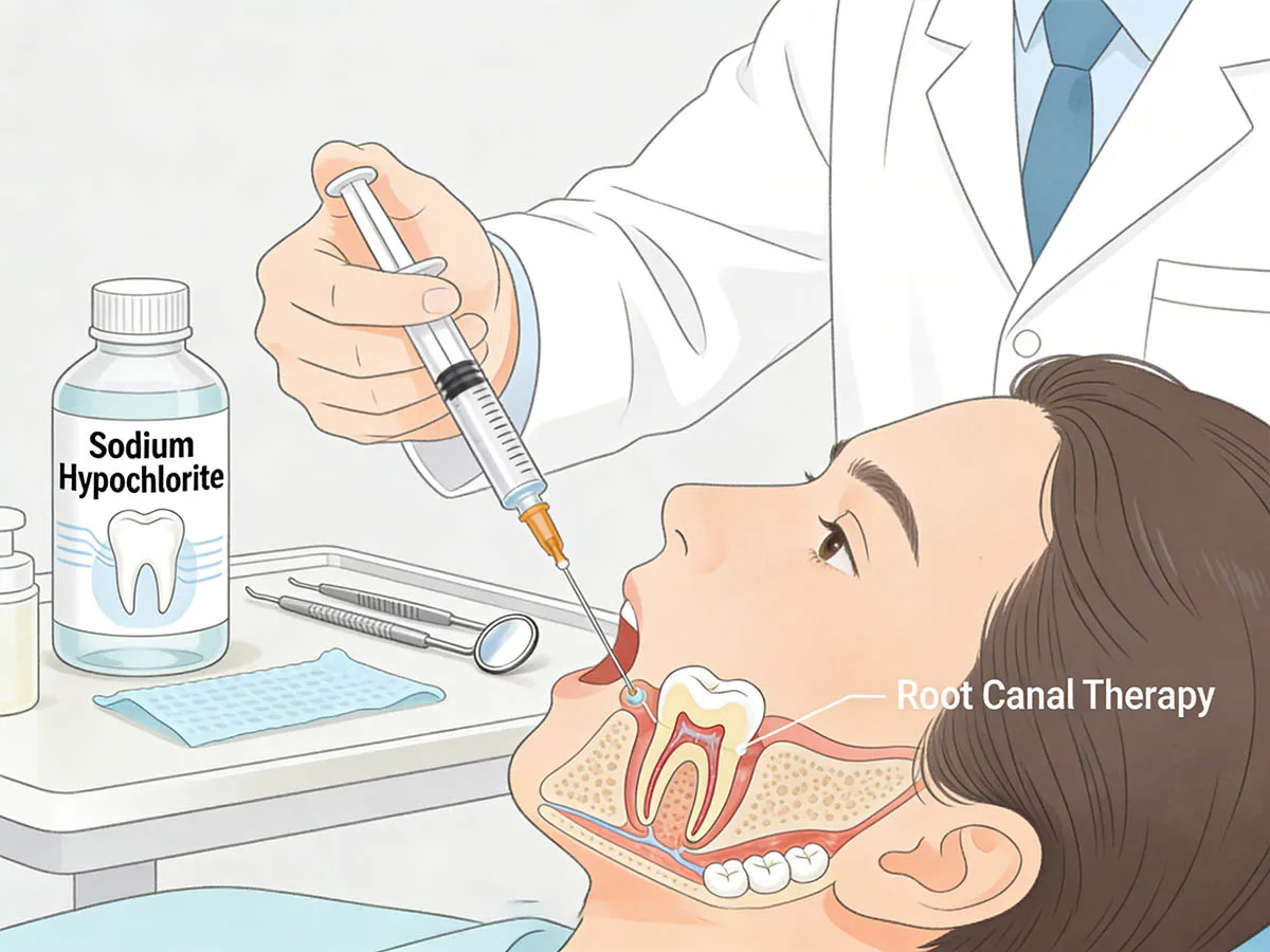 Sodium hypochlorite is used in clinical dental root canal therapy