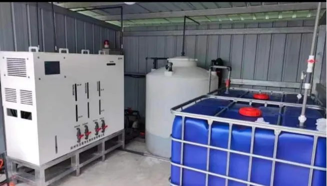Hypochlorous acid water used in food processing plants.